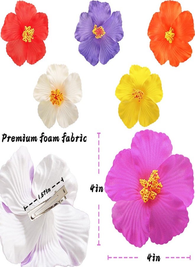 Outyua 6Pcs Hawaiian Flower Hair Clips Plumeria Hibiscus Artificial Flowers for Hair Vacation Beach Barrettes for Women - Image 2