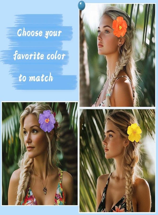 Outyua 6Pcs Hawaiian Flower Hair Clips Plumeria Hibiscus Artificial Flowers for Hair Vacation Beach Barrettes for Women - Image 5