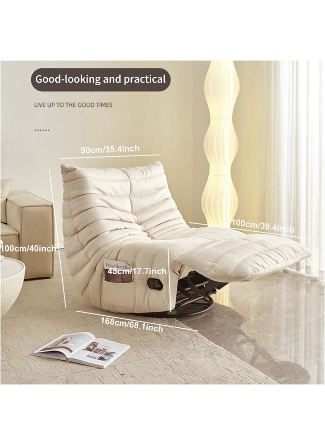 Rocking Chair,Lazy sofa,Multifunctional Rocking Chair, Leather Leisure Sofa Chair, 360° Rotation Lazy sofa,90 * 100 * 86cm, White