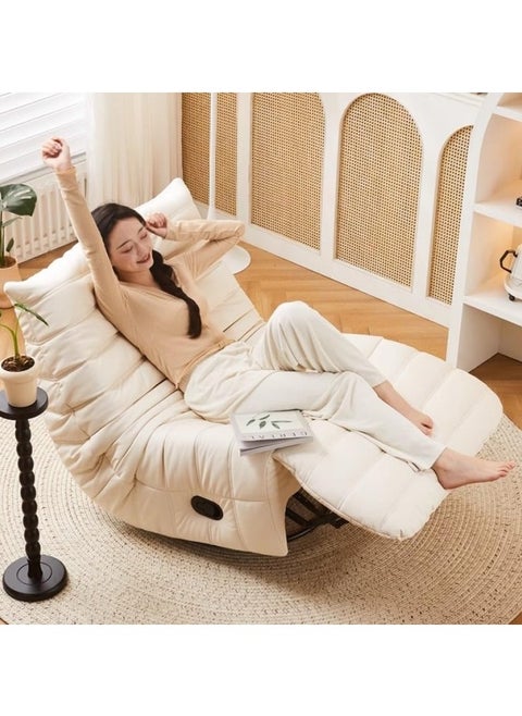 Rocking Chair,Lazy sofa,Multifunctional Rocking Chair, Leather Leisure Sofa Chair, 360° Rotation Lazy sofa,90 * 100 * 86cm, White