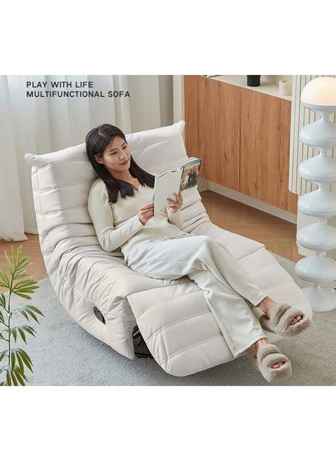 Rocking Chair,Lazy sofa,Multifunctional Rocking Chair, Leather Leisure Sofa Chair, 360° Rotation Lazy sofa,90 * 100 * 86cm, White
