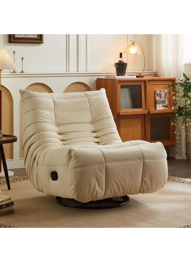 Rocking Chair,Lazy sofa,Multifunctional Rocking Chair, Leather Leisure Sofa Chair, 360° Rotation Lazy sofa,90 * 100 * 86cm, White