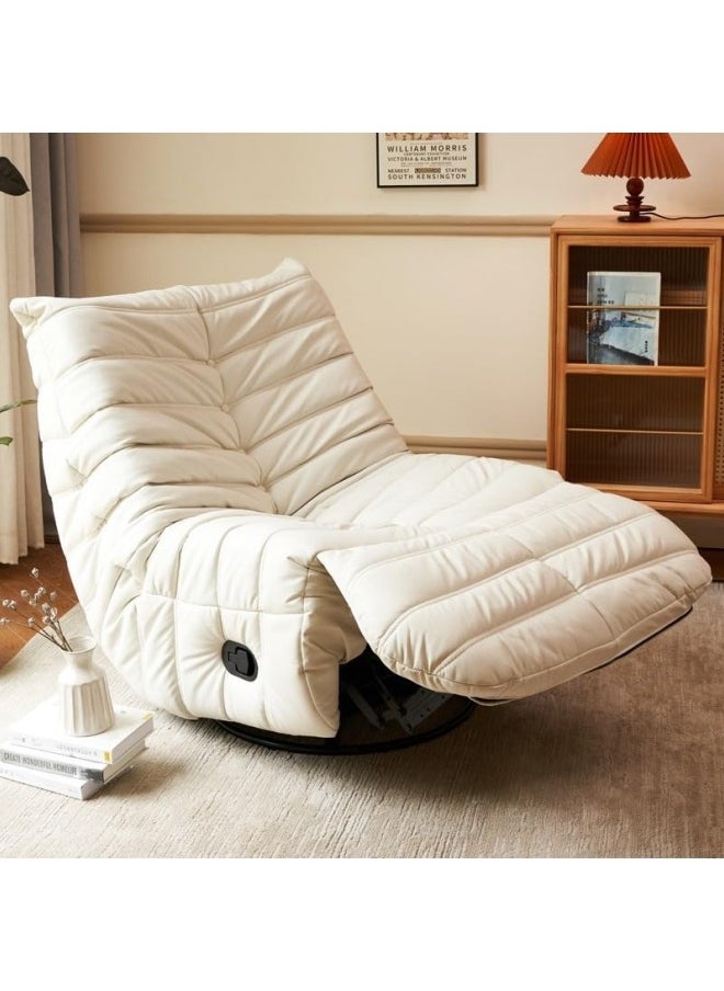 Rocking Chair,Lazy sofa,Multifunctional Rocking Chair, Leather Leisure Sofa Chair, 360° Rotation Lazy sofa,90 * 100 * 86cm, White