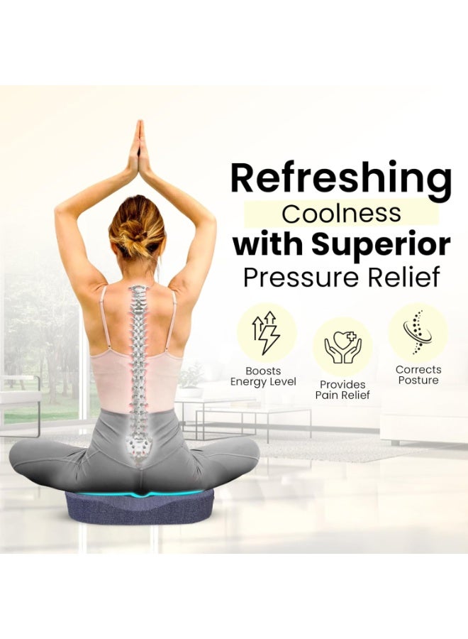 CareFoam وسادة دونات من فوم الذاكرة للعناية بألم العصعص وأسفل الظهر – وسادة مقعد للعلاج من البواسير، عرق النسا والبواسير – 18 x 14 x 3 بوصة، زرقاء - Image 2