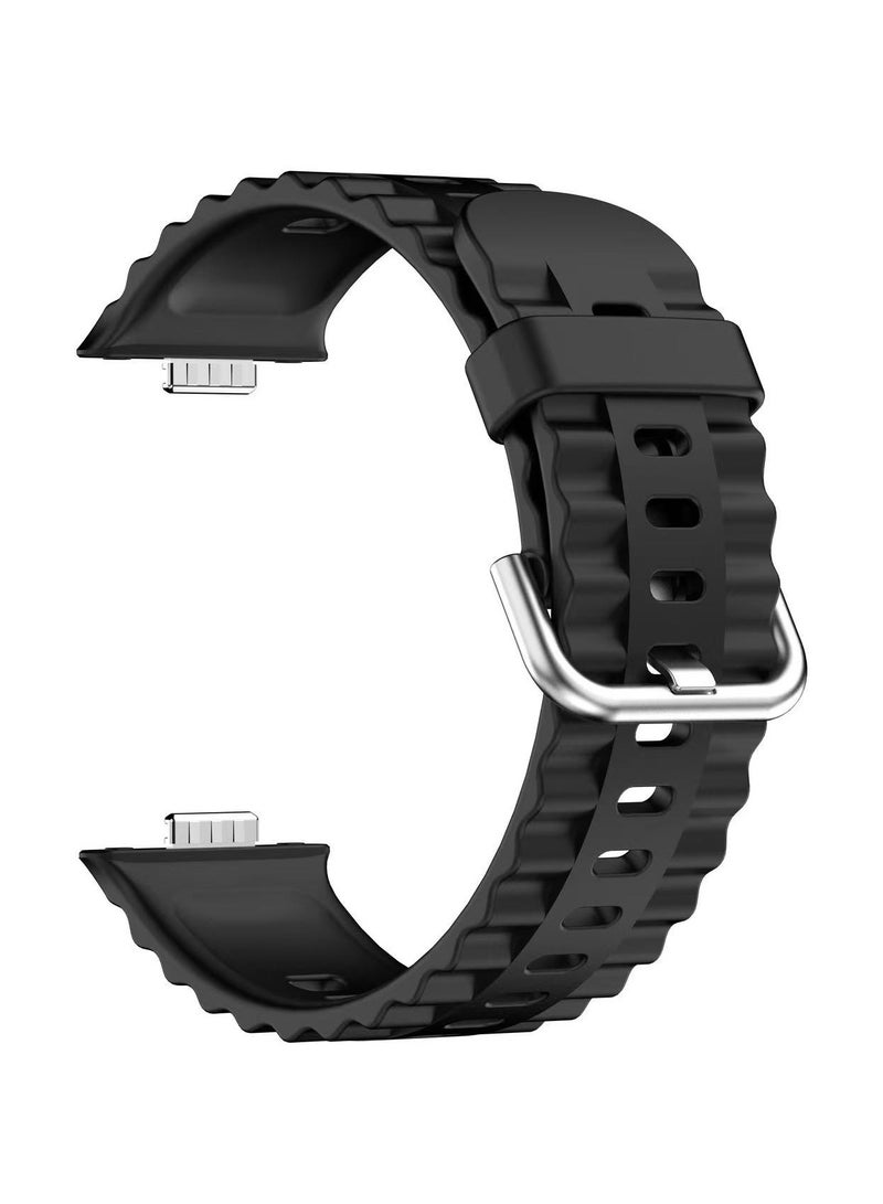 DKNG For Huawei Watch Fit4 Pro/Fit4/Fit3 Silicone Wave Sport Band for Men/Women Black  - Image 2