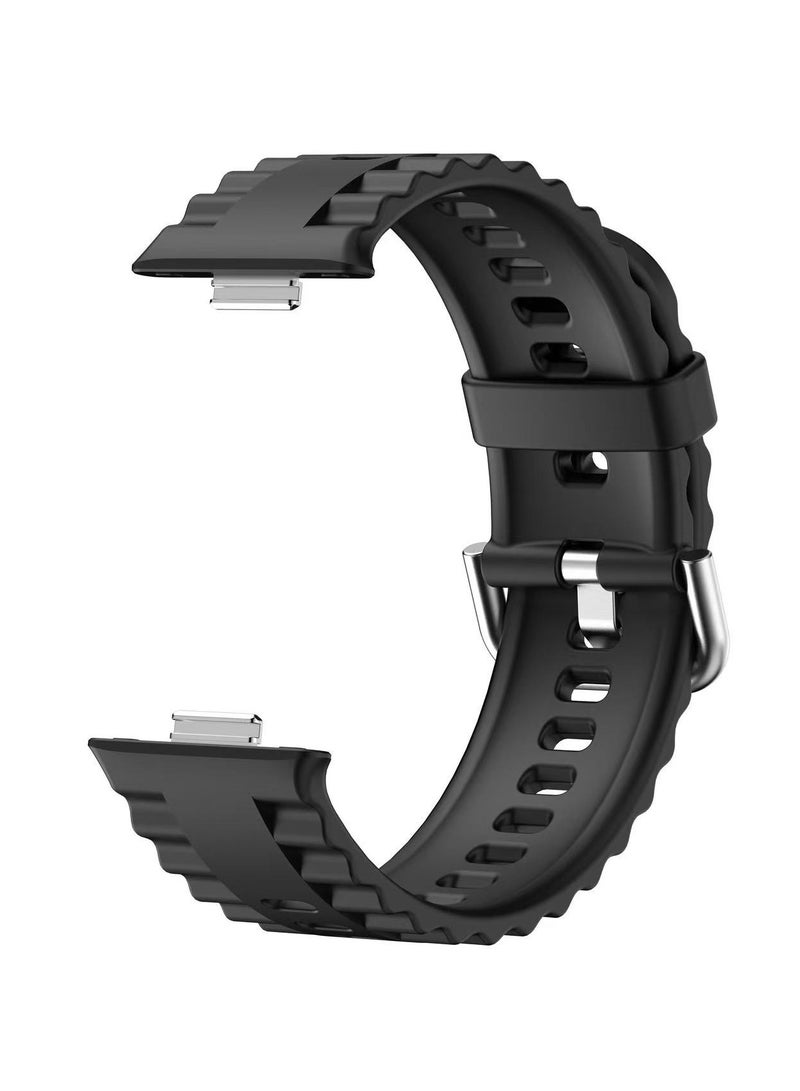 DKNG For Huawei Watch Fit4 Pro/Fit4/Fit3 Silicone Wave Sport Band for Men/Women Black  - Image 3