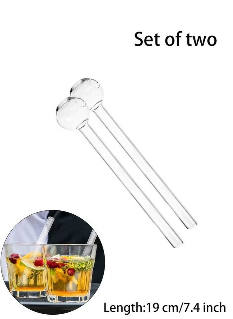 2Pcs Glass Drinking Straw Set Reusable, Transparent & Durable, Eco-friendly Design - Image 1