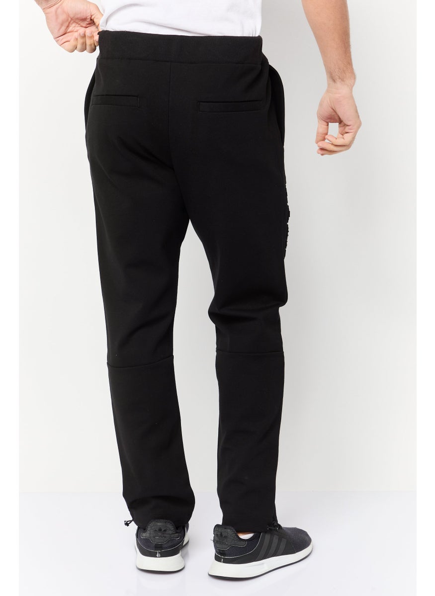 Selected Homme Men Cuffed Fit Solid Stretchable Jogger Pants, Black  - Image 3
