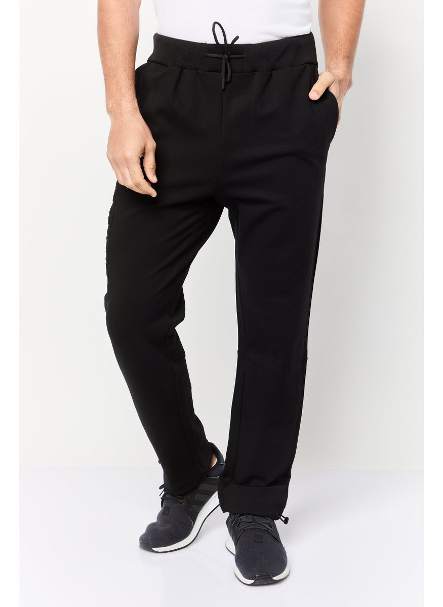 Selected Homme Men Cuffed Fit Solid Stretchable Jogger Pants, Black  - Image 1