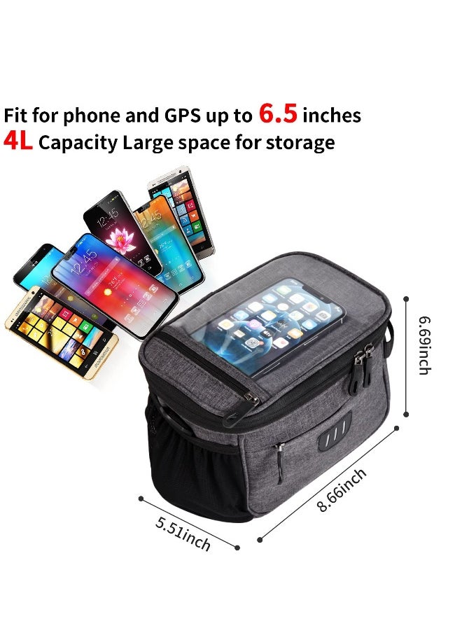 Generic - EXCEFORE Bike Handlebar Bag, Front Frame Bag, Large Bicycle Front Storage Pouch Bag, 6.5 inch Transparent Pouch with Shoulder Strapfor Road Mountain Bike Cycling Travel (Black) - Image 1
