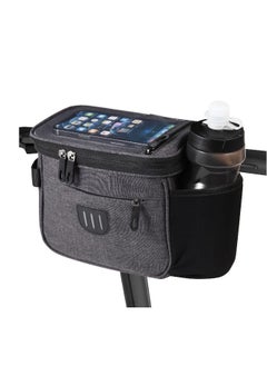 EXCEFORE Bike Handlebar Bag, Front Frame Bag, Large Bicycle Front Storage Pouch Bag, 6.5 inch Transparent Pouch with Shoulder Strapfor Road Mountain Bike Cycling Travel (Black)