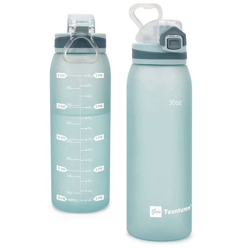 Teentumn Time Marker Water Bottle Gym 30oz Large Durable Bottle for Workout Sport Travel Water Tracker Pack of 1