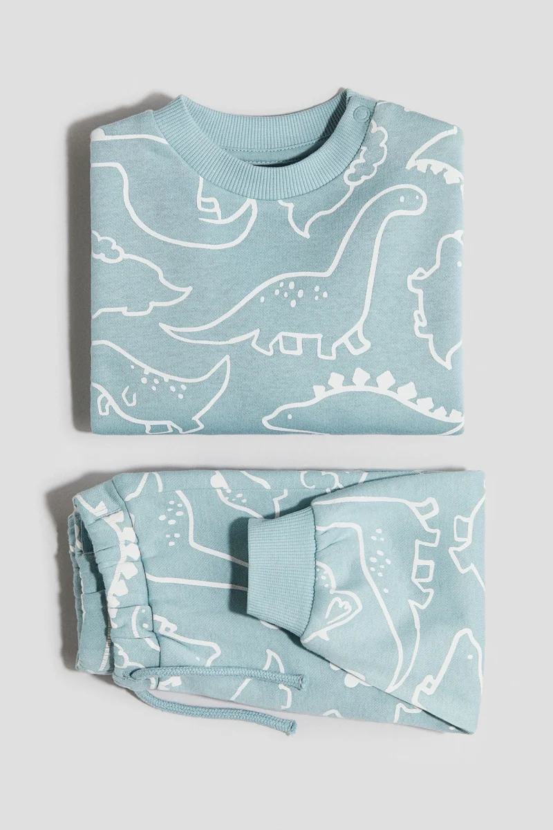 H&M 2-piece printed brushed-inside sweatshirt set