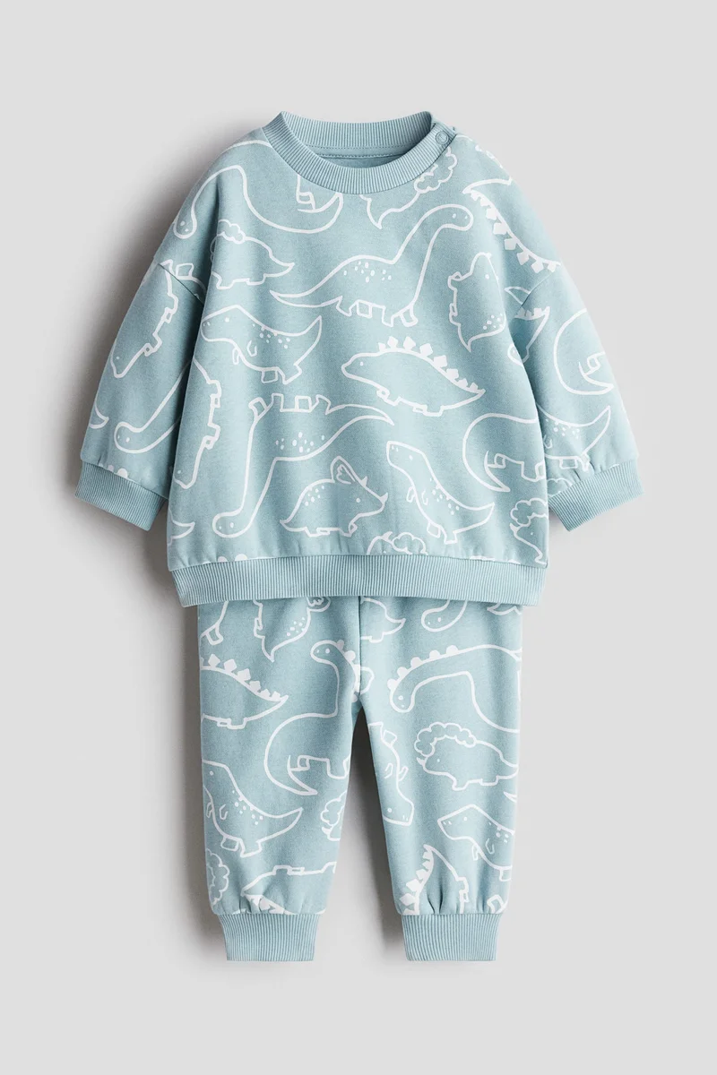 H&M 2-piece printed brushed-inside sweatshirt set