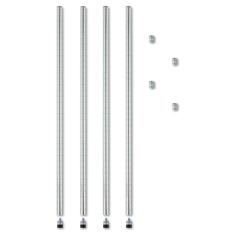 Alera ALE Stackable Posts For Wire Shelving 36 High Silver Pack of 4