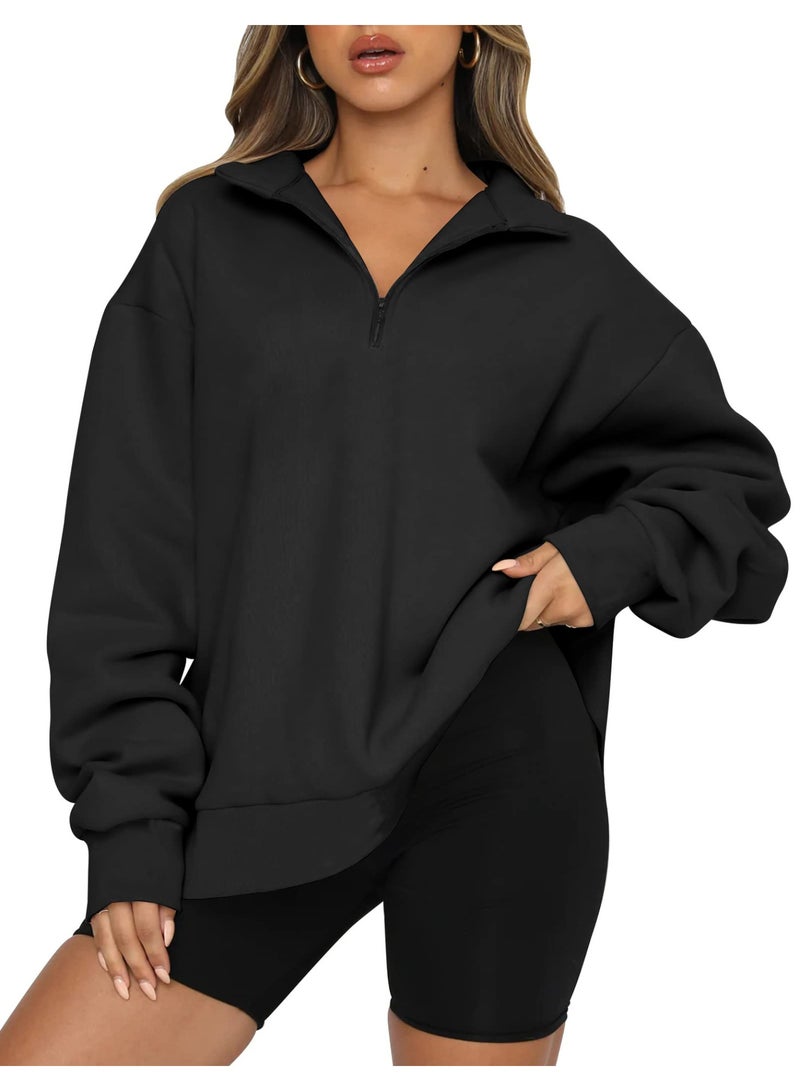 NIBEMINENT Women Sweatshirts Turn Down Collar Zipper Pullovers Long Sleeve Spliced Thick Warm Sweatshirt Outwear Autumn Winter - Image 1