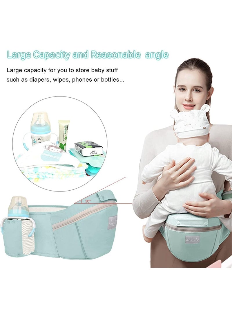 MostNow Baby Carrier with Hip Seat,Ergonomic M Position 6in1 Baby Carrier Newborn to Toddler,Head Support and Breathable Mesh Newborn Carrier,Adjustable Baby Holder Carrier for Dad&Mom (Green) - Image 4