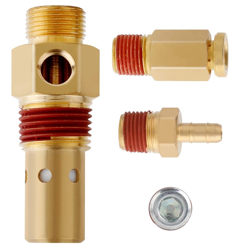 Hromee Air Compressor Replacement Components Brass 1/2 Inch MNPT Compressor in Tank Check Valve Kit with Three Different Unloader Tube Fittings 20 SCFM 4 Pieces - Image 1