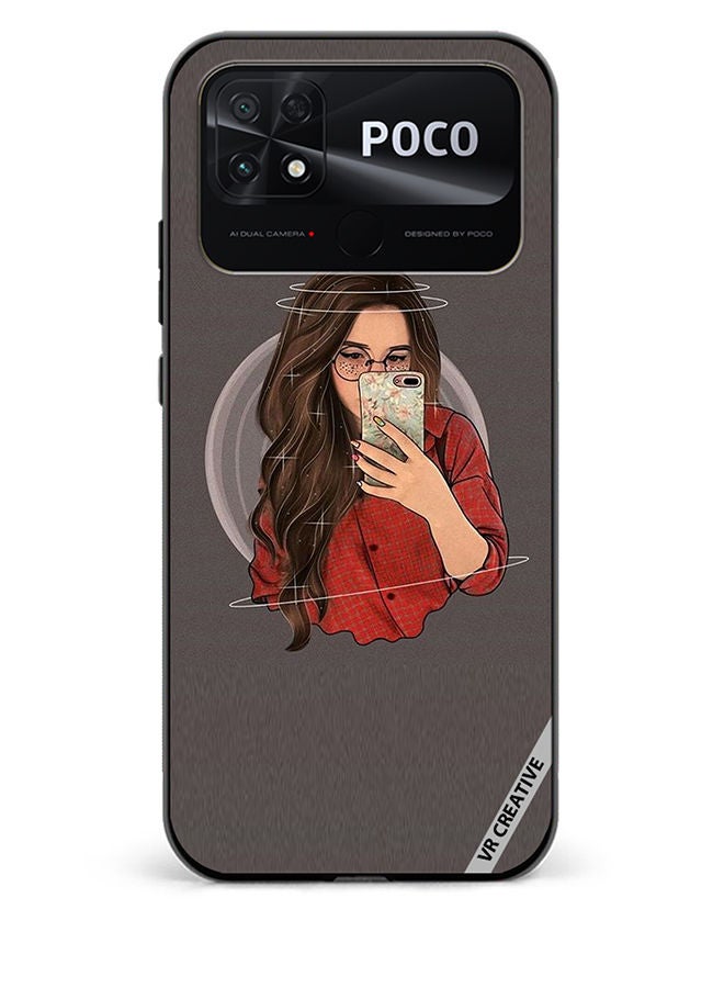 VR CREATIVE Protective Case Cover For Xiaomi Poco C40 Girl Clicks a Selfie Design Multicolour - Image 1