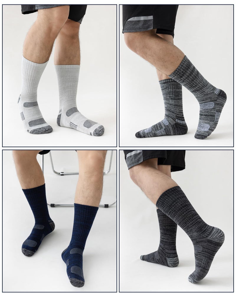 Cirorld Mens Cotton Boot Crew Socks, 5 Pairs Full Cushion Socks Moisture-Wicking & Reinforced for Work Hiking Walking Outdoor - Image 2