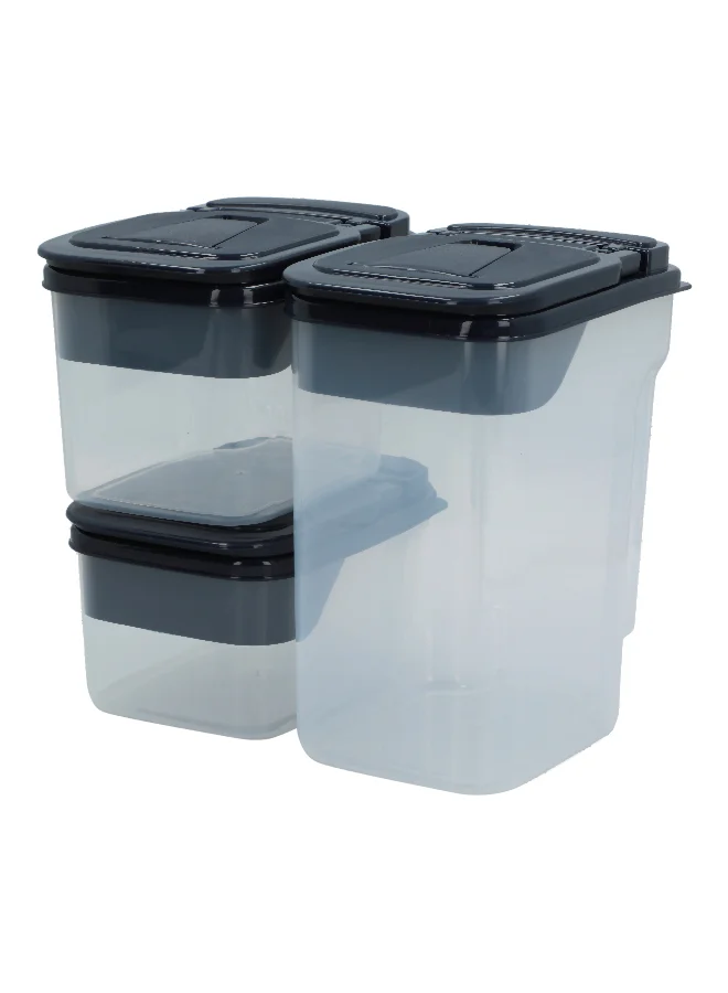 Felli 3-Piece BPA-Free Durable Plastic Food Container Set Clear and Black 3000 ml Y1K110159-M3-U3