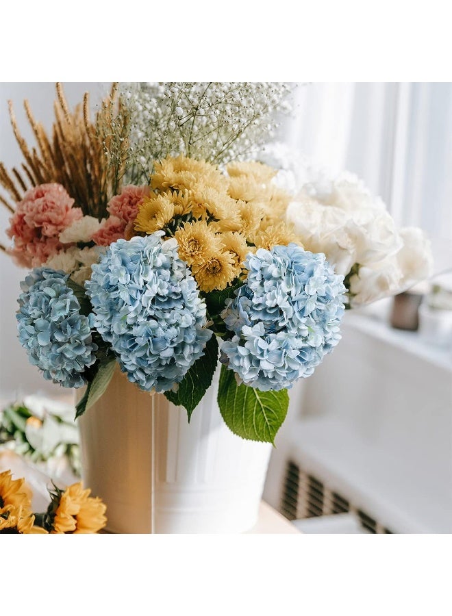 Arabest Blue Hydrangea Artificial Flowers 6pcs Faux Hydrangea Flowers, Fake Flowers for Table Centerpiece, Blue Silk Hydrangea Flowers with Stems for Home Wedding Party Decor - Image 4