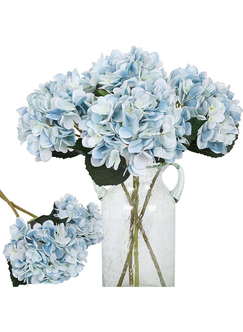 Arabest Blue Hydrangea Artificial Flowers 6pcs Faux Hydrangea Flowers, Fake Flowers for Table Centerpiece, Blue Silk Hydrangea Flowers with Stems for Home Wedding Party Decor - Image 1
