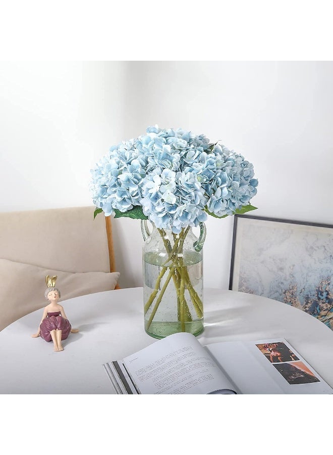 Arabest Blue Hydrangea Artificial Flowers 6pcs Faux Hydrangea Flowers, Fake Flowers for Table Centerpiece, Blue Silk Hydrangea Flowers with Stems for Home Wedding Party Decor - Image 2