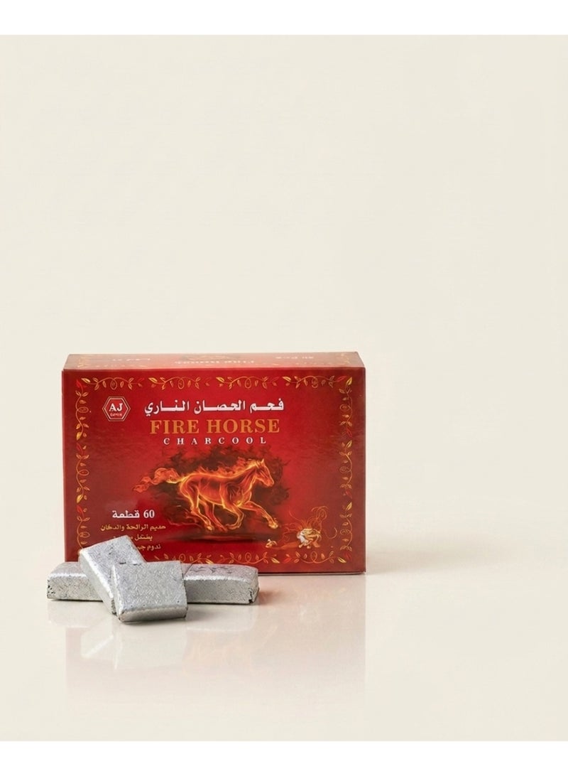 الحصان الناري فحم فضي بخور أقراص 33 مم بشكل أصلي، احتراق نظيف وآمن، سريع الاشتعال ولا يحتاج موقد غاز، حرارة متوازنة وقليل الرماد، فحم فاخر طويل الثبات، عبوة 80 قطعة