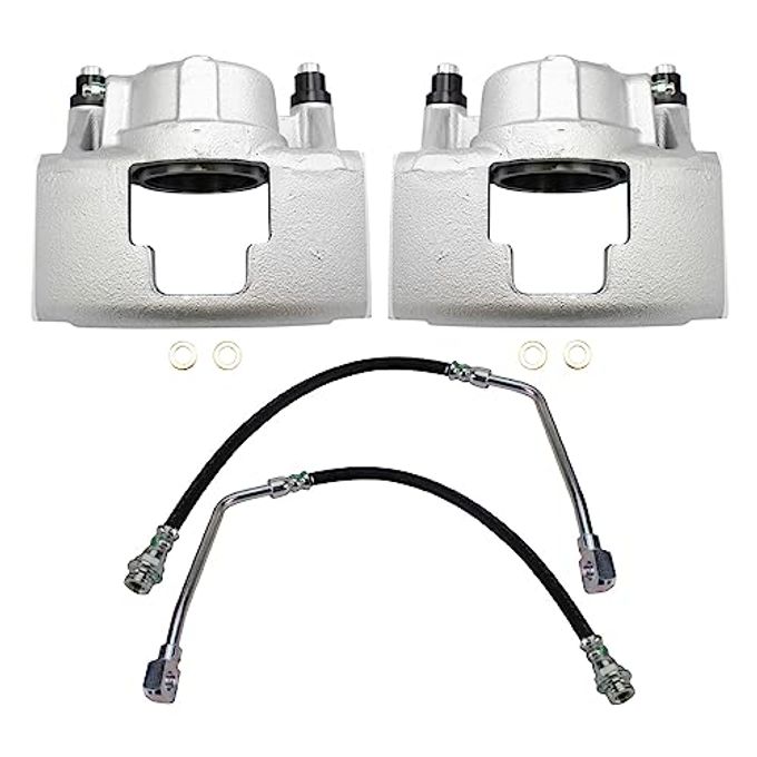 TRQ Front Brake Caliper Set Zinc Coated Brackets Hoses Compatible With 1994-1998 Chevrolet K1500 1998-2000 Tahoe 1994-1996 Gmc K1500 1995-1997 Yukon - Image 3