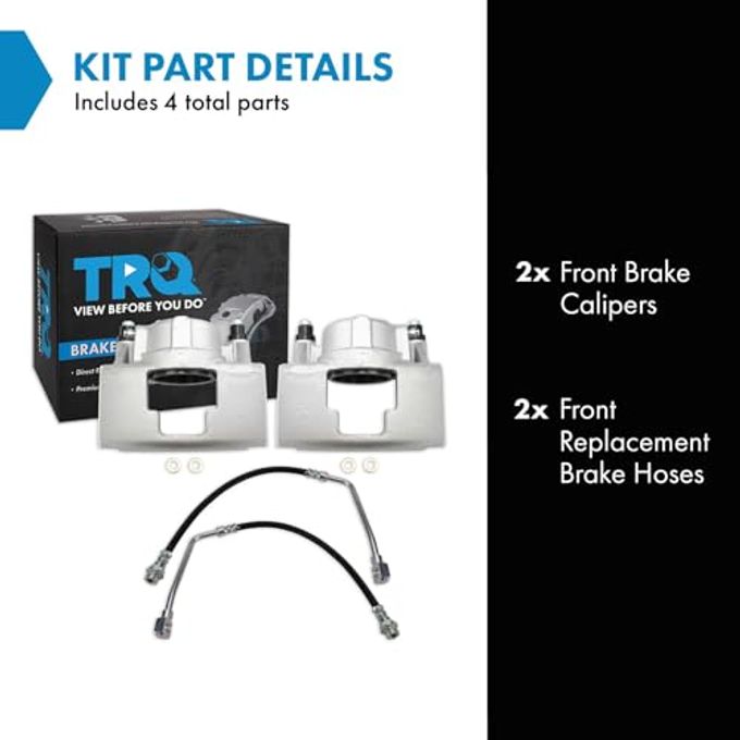 TRQ Front Brake Caliper Set Zinc Coated Brackets Hoses Compatible With 1994-1998 Chevrolet K1500 1998-2000 Tahoe 1994-1996 Gmc K1500 1995-1997 Yukon - Image 2