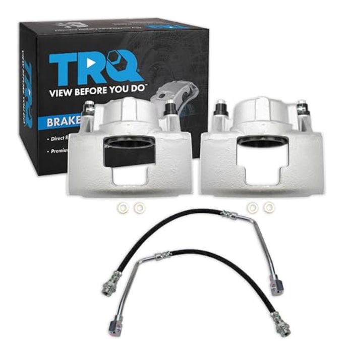 TRQ Front Brake Caliper Set Zinc Coated Brackets Hoses Compatible With 1994-1998 Chevrolet K1500 1998-2000 Tahoe 1994-1996 Gmc K1500 1995-1997 Yukon - Image 1