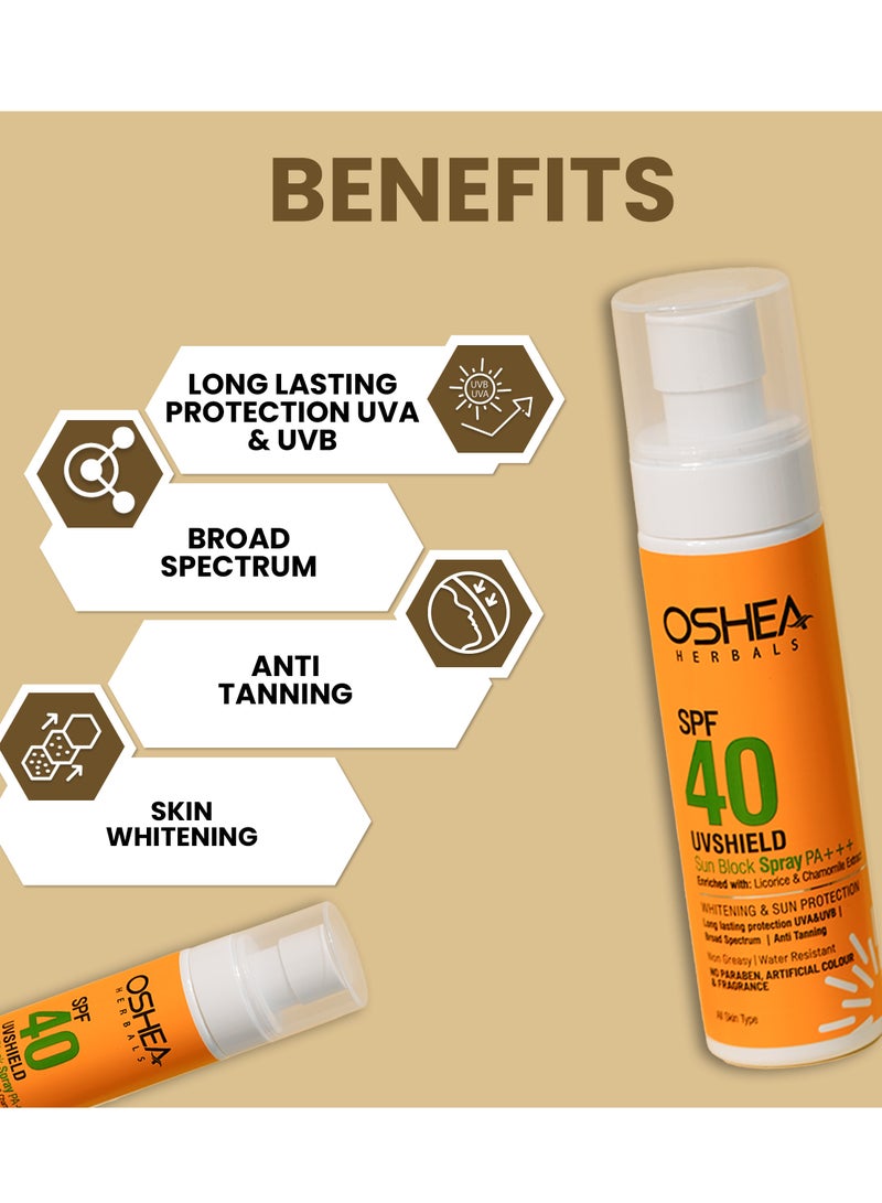 OSHEA Herbals UV Shield Sun Block Spray SPF 40 120 ml - Image 2