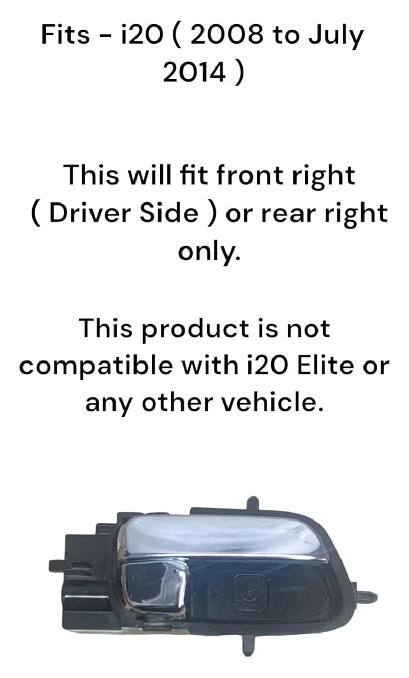 Auto-Ex Inner Inside Door Handle Lock RC Lever Chrome Finish Compatible/Replacement for Hyundai i20 (2008 to July 2014) Left Hand (Passenger Side)