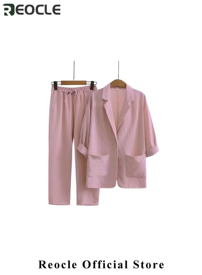 ريوكل طقم نسائي قطن وكتان قطعتين - Image 2