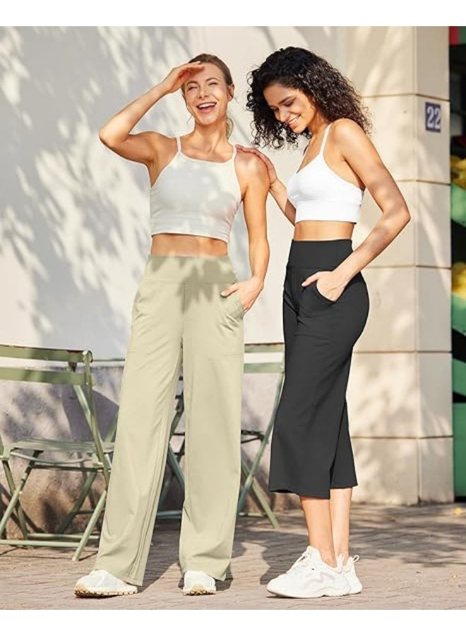 NIBEMINENT Yoga Pants Women Wide Leg Pants with Pockets High Waist Stretch Dress Casual Sweatpants Petite/Regular/Tall - Image 3