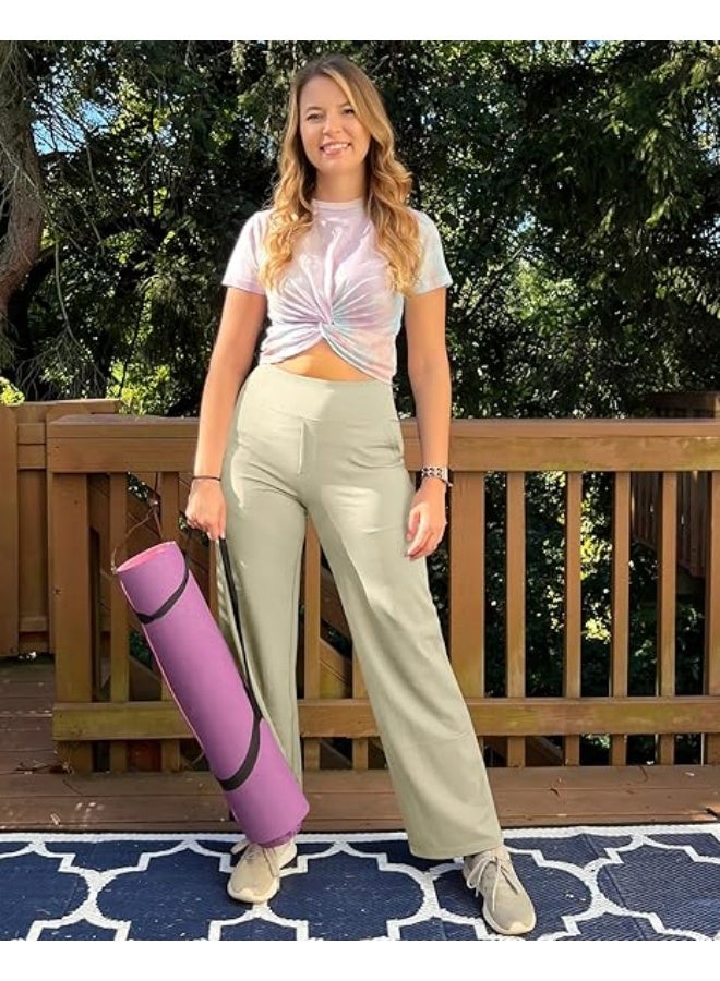 NIBEMINENT Yoga Pants Women Wide Leg Pants with Pockets High Waist Stretch Dress Casual Sweatpants Petite/Regular/Tall - Image 2