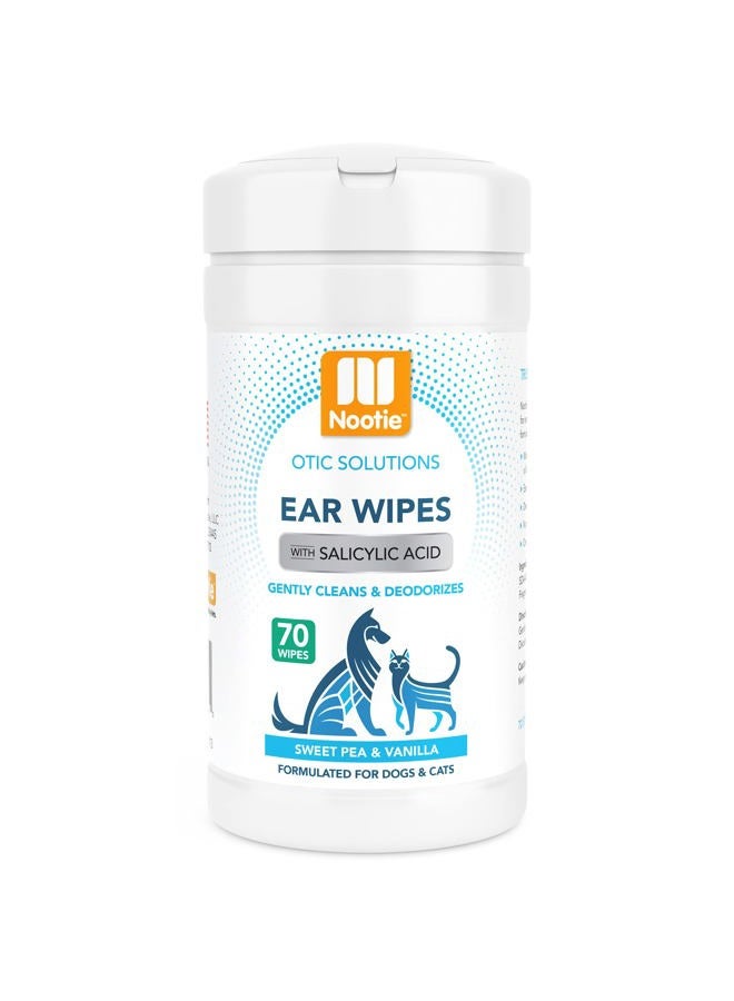nootie Ear Wipes for Dogs & Cats with Salicylic Acid - Made in U.S.A. Sweet Pea & Vanilla Scent - 70 Wipes Large Size - Image 1