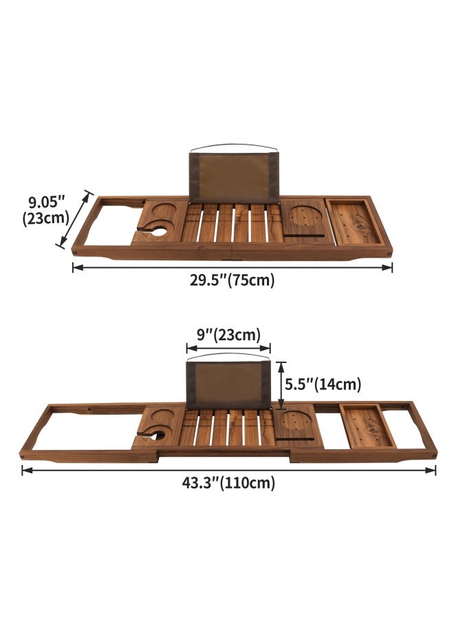 VaeFae Premium Teak Bathtub Tray Expandable Wooden Bath Tray for Tub Luxury Bathtub  Bathroom Accessories Great House Warming Anniversary  Wedding and Birthday Gifts Free Teak Body Brush - Image 3