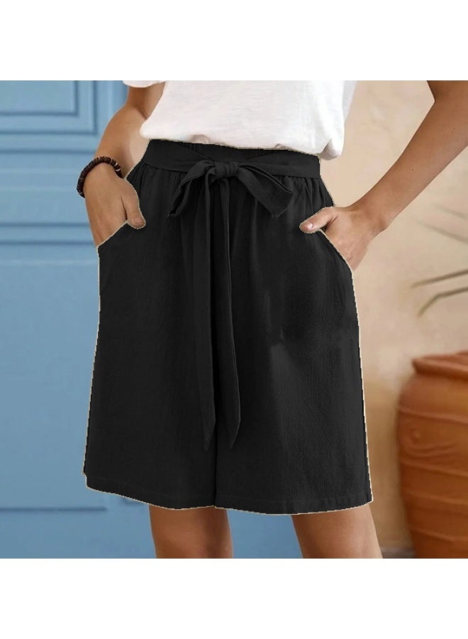 Elastic Waistband Loose Breathable Shorts with Pockets Free Size - Image 1