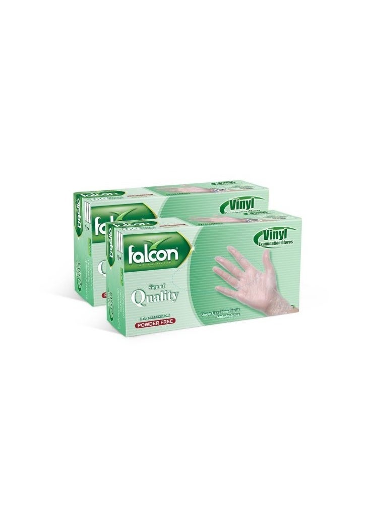 Falcon Falcon Vinyl Gloves - Clear Powder Free (2 Packs x 100 Pieces)  - Image 2