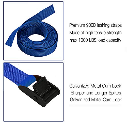 Gutezeiten Premium Lashing Strap Short 1" x 6.5 ft, Cam Buckle Tie Down Straps Heavy Duty Secure Straps up to 700 lbs Capacity for Motorcycle,SUP, Kayak, Canoe, Surfboard, Cargo, Boat,Trailer, Luggage - Image 5