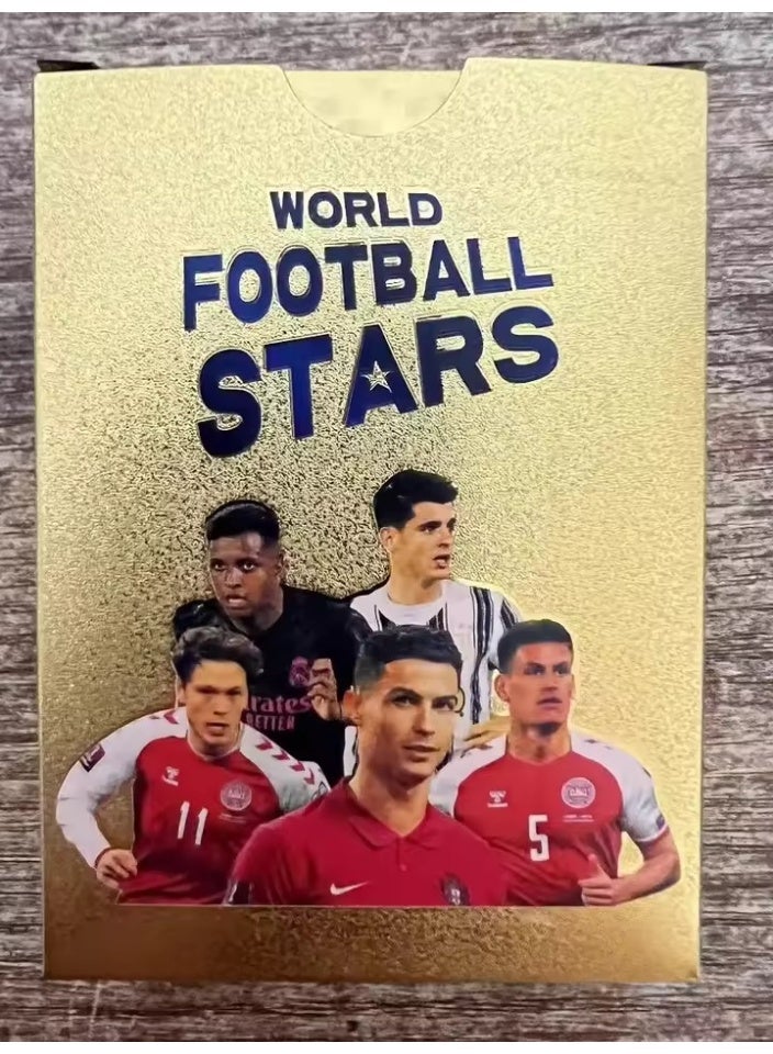 Football Star Gold Foil Cards Deck Box Set, 55-Piece Soccer Player Collection Featuring Messi & Ronaldo, Limited Edition Trading Cards for Fans & Gifts - Image 4