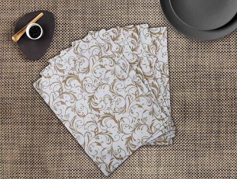Dekor World Cotton Gold Printed White Table Runner (33x120cm) (Pack of 1 Piece)-4 Seater Dinning & Center Table (4 Seater (33x120cm)-Pack of 5 Piece, White) - Image 2