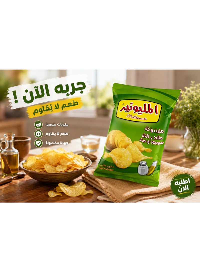 المليونير شيبسي مليونير بنكهة الملح والخل، رقائق بطاطس مقرمشة، 12 جم للكيس، 6 أكياس فردية، عبوة 72 جم - Image 5