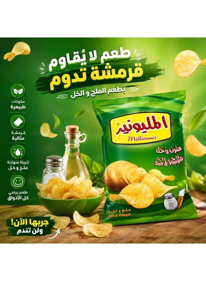 المليونير شيبسي مليونير بنكهة الملح والخل، رقائق بطاطس مقرمشة، 12 جم للكيس، 6 أكياس فردية، عبوة 72 جم - Image 3