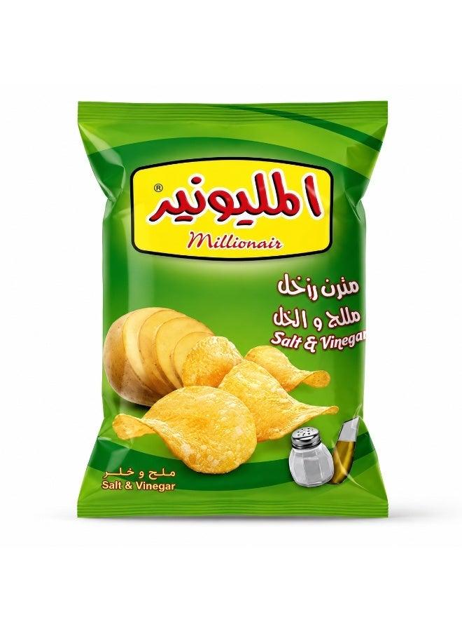 المليونير شيبسي مليونير بنكهة الملح والخل، رقائق بطاطس مقرمشة، 12 جم للكيس، 6 أكياس فردية، عبوة 72 جم - Image 2