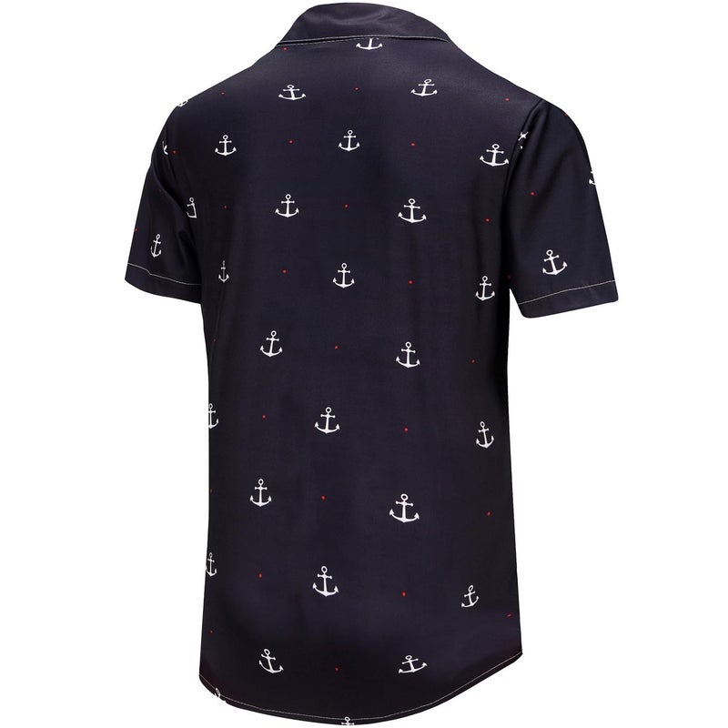 KYKU Hawaiian Shirt for Men Button Up Tee Shirts Summer, Anchor Blue, Medium - Image 5
