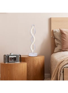 WISFOR Led Table Lamp Spiral Bedside Reading Light with USB Charging Decorative Bedroom Nightstand Lamp Dimming Modern Lamp Shade with 3 Color for Home Bedroom Office 24W Elegant Lamp Shade  - Image 4