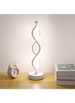 WISFOR Led Table Lamp Spiral Bedside Reading Light with USB Charging Decorative Bedroom Nightstand Lamp Dimming Modern Lamp Shade with 3 Color for Home Bedroom Office 24W Elegant Lamp Shade  - Image 3